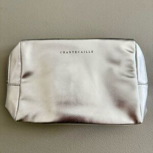 Chantecaille - Special Edition Zipper Cosmetic Bag | Silver | NEW w Tag